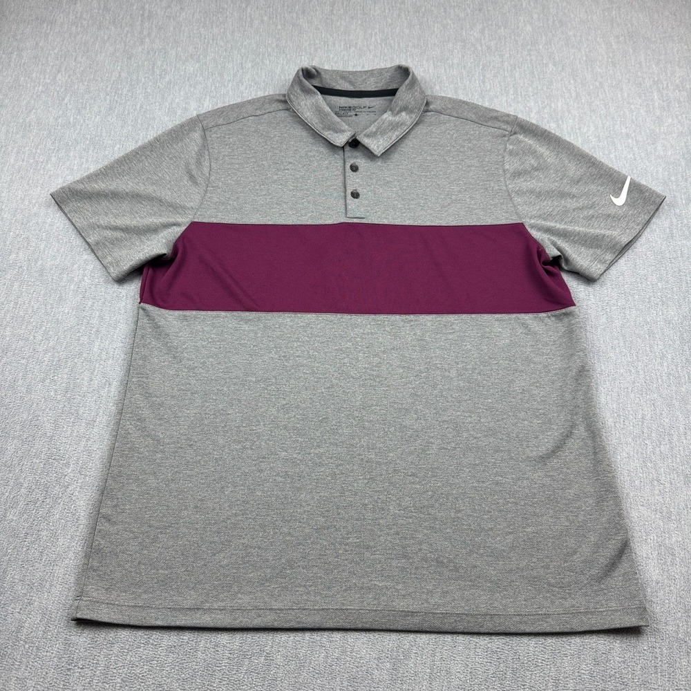 Nike Golf Polo Shirt Mens‎ Large Gray Victory Dri Fit Performance Short Sleeve